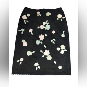 Josephine Chaus Black Pencil Skirt with Floral Accents